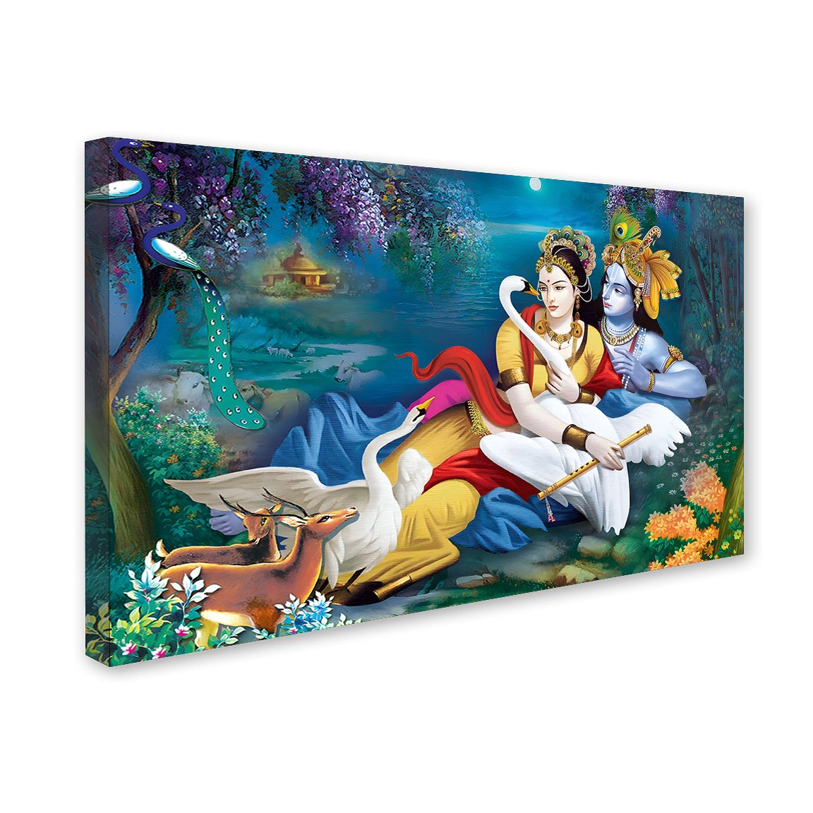 Radha Krishna Swing Premium Canvas Wall Painting  decorative masterpiece for home decor